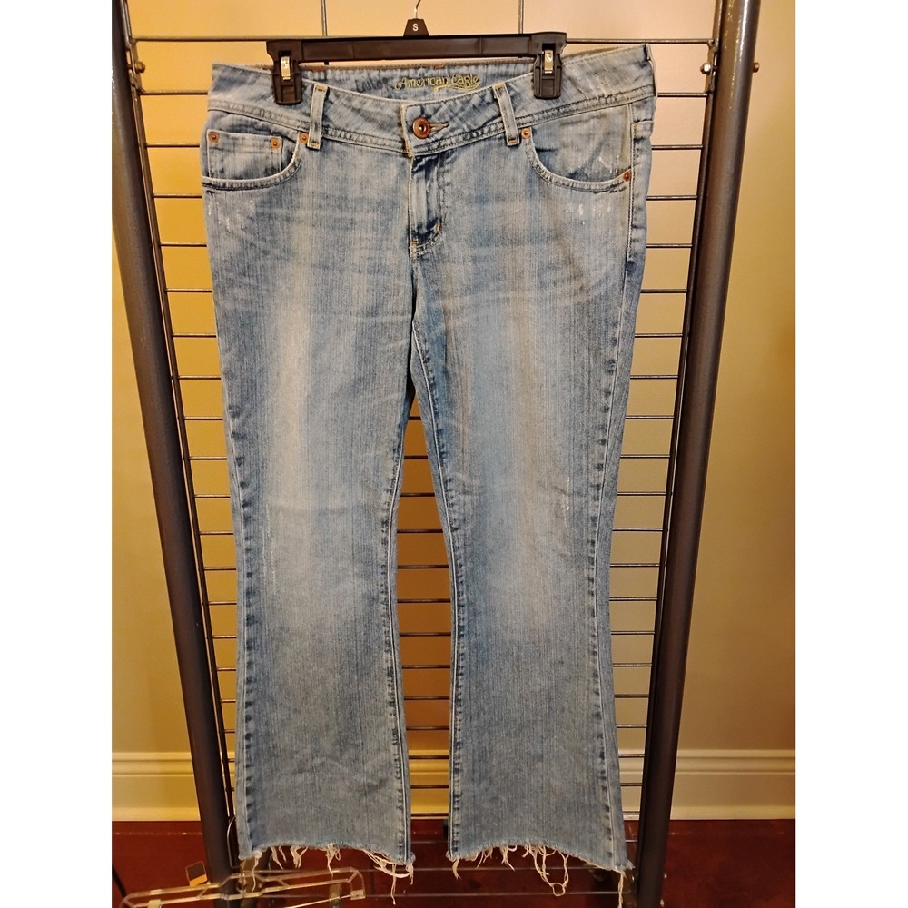 Vintage Y2K American Eagle Jeans Womens 12 Reg 100% cotton Light Was flare